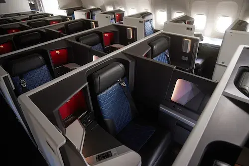 rows of business class seats 